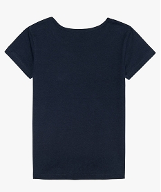 tee-shirt fille a manches courtes a motif en coton bio bleu tee-shirtsA709501_2