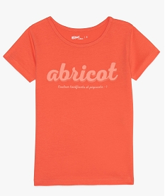 tee-shirt fille a manches courtes a motif en coton bio orange tee-shirtsA709601_1