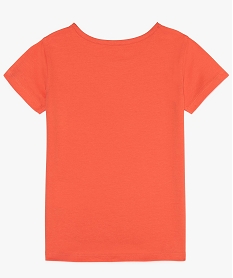 tee-shirt fille a manches courtes a motif en coton bio orangeA709601_2