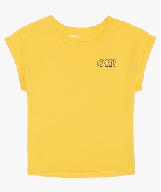 tee-shirt fille a manches courtes a revers contenant du coton bio jaune tee-shirtsA709801_1