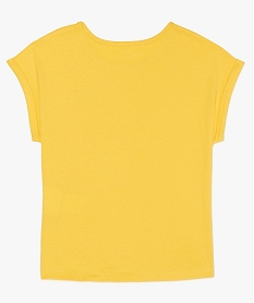 tee-shirt fille a manches courtes a revers contenant du coton bio jauneA709801_2
