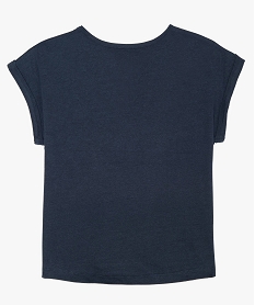 tee-shirt fille a manches courtes a revers contenant du coton bio bleuA709901_2