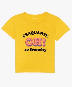 GEMO Tee-shirt fille coupe large à imprimé fantaisie Jaune