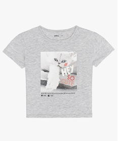 GEMO Tee-shirt fille coupe large à imprimé fantaisie Gris