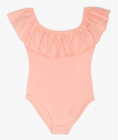 GEMO Body fille uni avec encolure volantée Rose