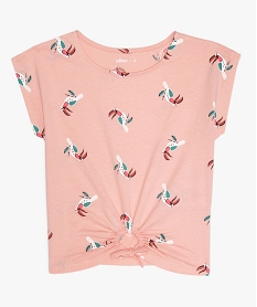 GEMO Tee-shirt fille imprimé sans manches avec noeud dans le bas rose standard