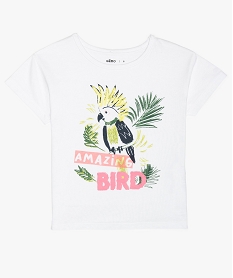GEMO Tee-shirt fille ample à motif brodé de sequins blanc standard