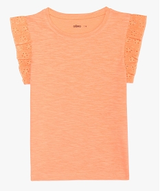 GEMO Tee-shirt fille loose à épaules volantées orange standard