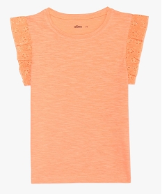 GEMO Tee-shirt fille loose à épaules volantées Orange