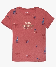 GEMO Tee-shirt fille imprimé à manches courtes contenant du coton bio rose chine