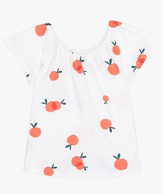 GEMO Tee-shirt fille à motifs pommes avec encolure élastiquée Multicolore