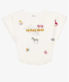 GEMO Tee-shirt fille forme poncho avec inscription brodée blanc chine