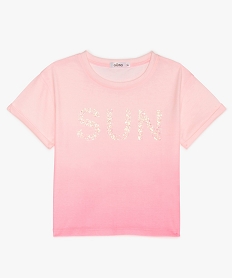 GEMO Tee-shirt fille tie and dye court et ample Rose