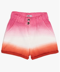 short fille a taille haute elastiquee effet tie-and-dye rouge shortsA720701_1