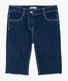bermuda fille en jean avec finition bord-franc bleu shortsA721001_1
