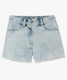 short fille en jean taille haute finitions franges bleu shortsA721301_1