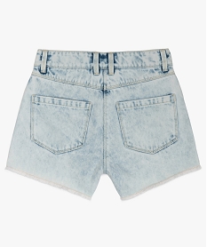 short fille en jean taille haute finitions franges bleu shortsA721301_3