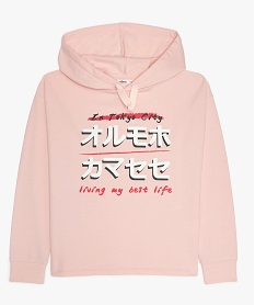 sweat fille a capuche coupe large et courte roseA722601_1