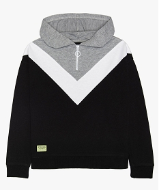 GEMO Sweat fille à capuche avec empiècements contrastants sur le col noir standard