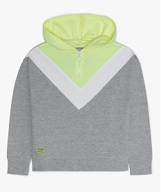 GEMO Sweat fille à capuche avec empiècements contrastants sur le col Gris
