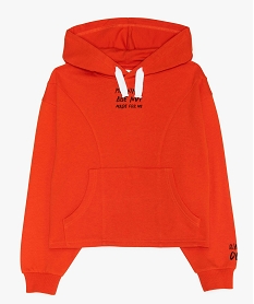 sweat fille a capuche coupe large et courte orangeA723501_1