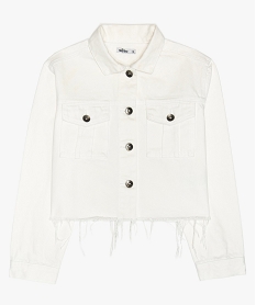 GEMO Vest fille en denim avec finitions bord franc Blanc