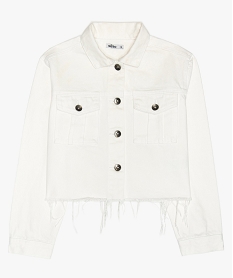 GEMO Vest fille en denim avec finitions bord franc Blanc