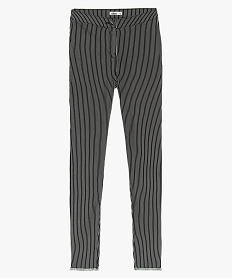 GEMO Pantalon fille coupe skinny taille haute à rayures Noir