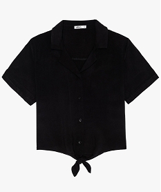 GEMO Chemise fille courte et fluide à motifs avec noeud dans le bas Noir