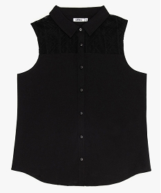 GEMO Chemise fille sans manches avec empiècement dentelle Noir