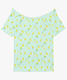 GEMO Tee-shirt fille en smocks à col bateau kaki fonce