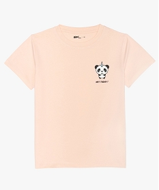 tee-shirt fille en coton bio avec motif humoristique roseA730501_1