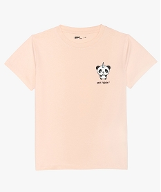GEMO Tee-shirt fille en coton bio avec motif humoristique Orange
