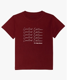 tee-shirt fille en coton bio avec motif humoristique rougeA730701_1