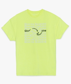 GEMO Tee-shirt fille à manches courtes imprimé Jaune