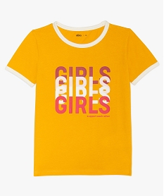 GEMO Tee-shirt fille imprimé avec détails contrastants jaune standard