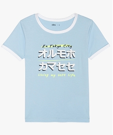 GEMO Tee-shirt fille imprimé avec détails contrastants Bleu
