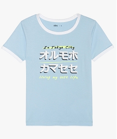 GEMO Tee-shirt fille imprimé avec détails contrastants Bleu