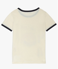 tee-shirt fille imprime avec details contrastants beigeA731201_2