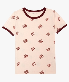 tee-shirt fille imprime avec details contrastants roseA731301_1