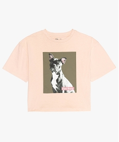 GEMO Tee-shirt fille court avec photo sur lavant Orange