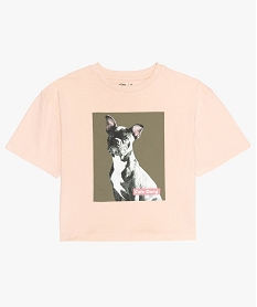 GEMO Tee-shirt fille court avec photo sur lavant Rose