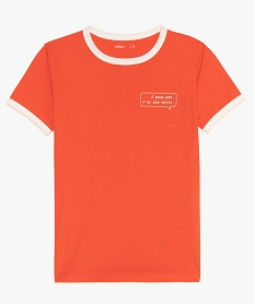 GEMO Tee-shirt fille avec biais contrastants au col et bas de manches Rouge