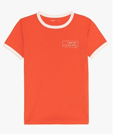 GEMO Tee-shirt fille avec biais contrastants au col et bas de manches rouge standard