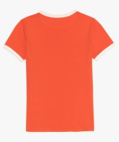 tee-shirt fille avec biais contrastants au col et bas de manches rougeA732601_2