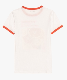 tee-shirt fille avec biais contrastants au col et bas de manches blancA732801_2