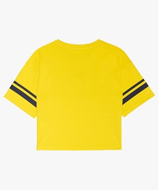 tee-shirt fille large et court a imprime fantaisie jaune tee-shirtsA733301_2