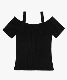 GEMO Tee-shirt fille à épaules dénudées et maille côtelée Noir