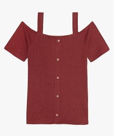 tee-shirt fille a epaules denudees et maille cotelee rouge tee-shirtsA733901_1