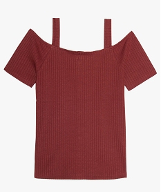 tee-shirt fille a epaules denudees et maille cotelee rouge tee-shirtsA733901_2